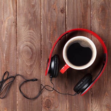 coffee and headphones